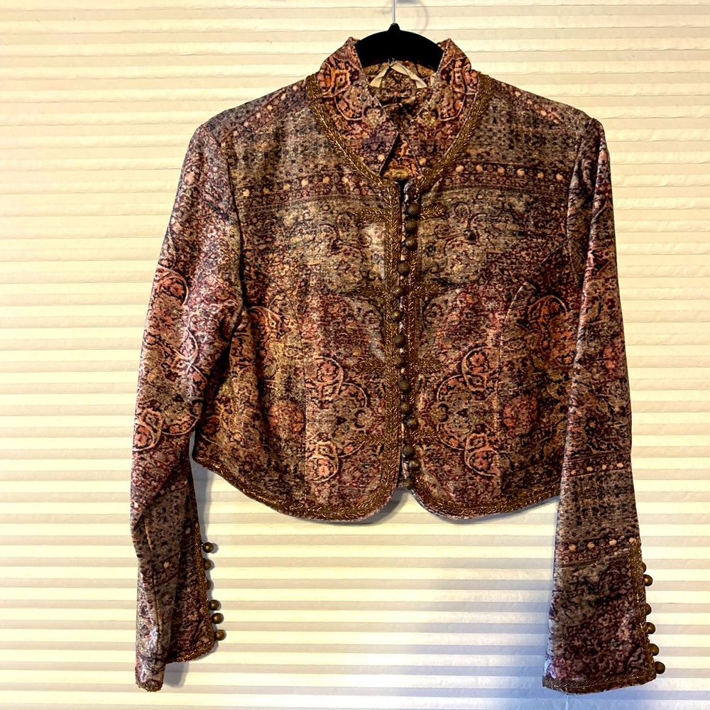 NWT Velour Tapestry Cropped Jacket medium